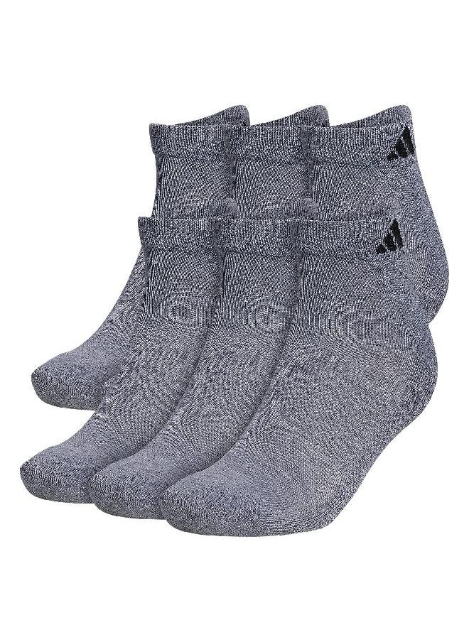 adidas Men's Athletic Cushioned Low Cut Socks with Arch Compression for a Secure fit (6-Pair), Heather Grey/Black, X-Large
