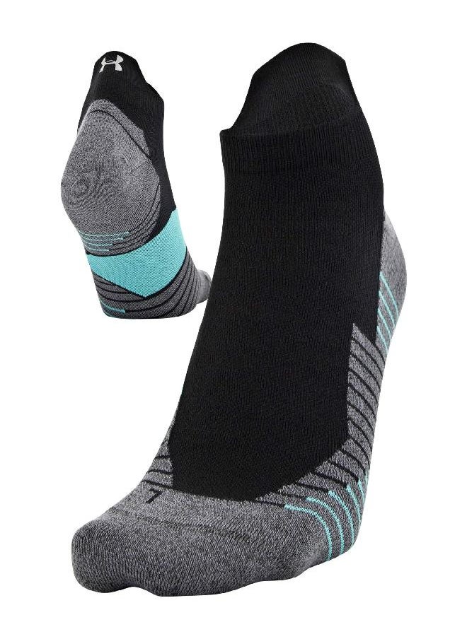 Under Armour Run No Show Tab Socks, 1-Pair, Black/Desert Sky Blue, Medium