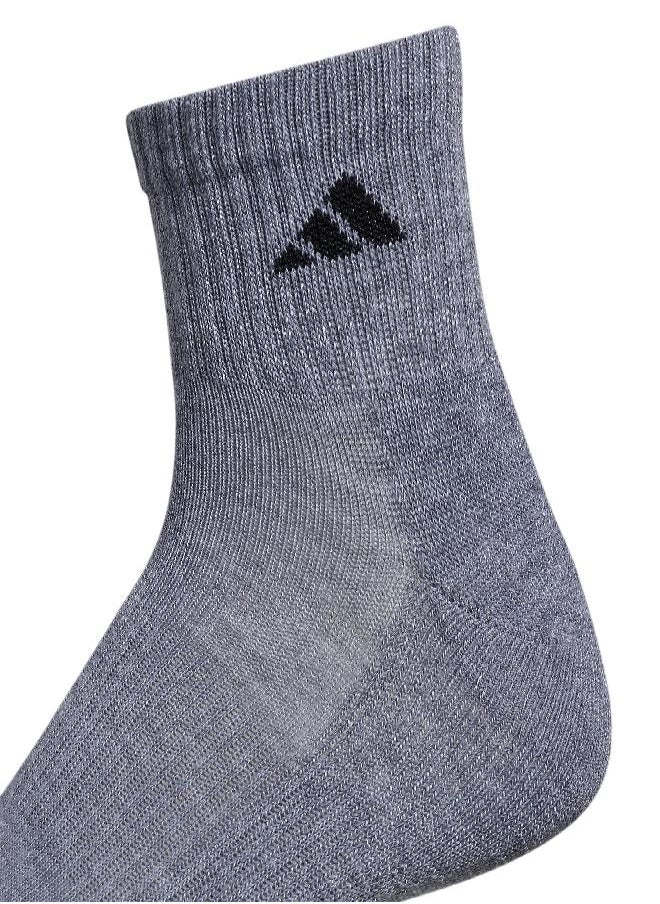 adidas Men's Athletic Cushioned Quarter Socks (with Arch Compression for a Secure fit (6-Pair), Heather Grey/Black, X-Large