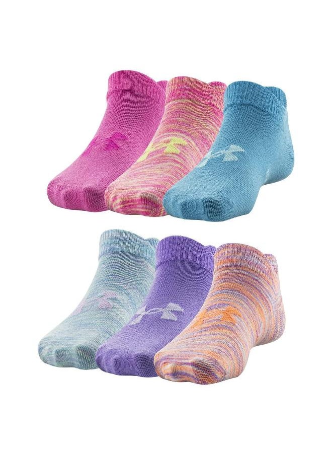 Under Armour Youth Standard Essential 2.0 Lightweight No Show Socks, 6-Pairs, Nebula Purple Assorted, Medium