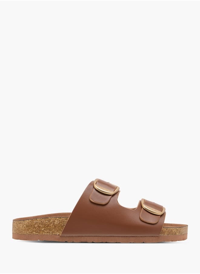 Women's Buckle Detail Slip-On Flat Sandals