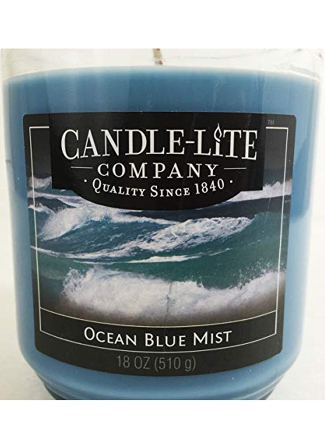 Candle-Lite Everyday Scented Ocean Blue Mist Single Wick 18oz Large Glass Jar Candle, Fresh Ozonic Fragrance Multicolour 3.89X5.8X3.89 inch