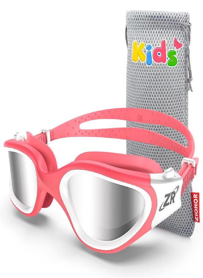 ZIONOR Kids Swim Goggles, G1MINI Polarized Swimming Goggles Comfort for Age 6-14, UV Protection Anti-Fog Adjustable Strap Fit for Child Boys Girls (Silver Lens)