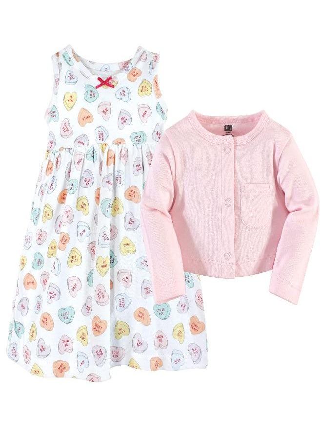 Hudson Baby Infant Girl Cotton Dress and Cardigan Set Be Mine Valentine, 6-9 Months