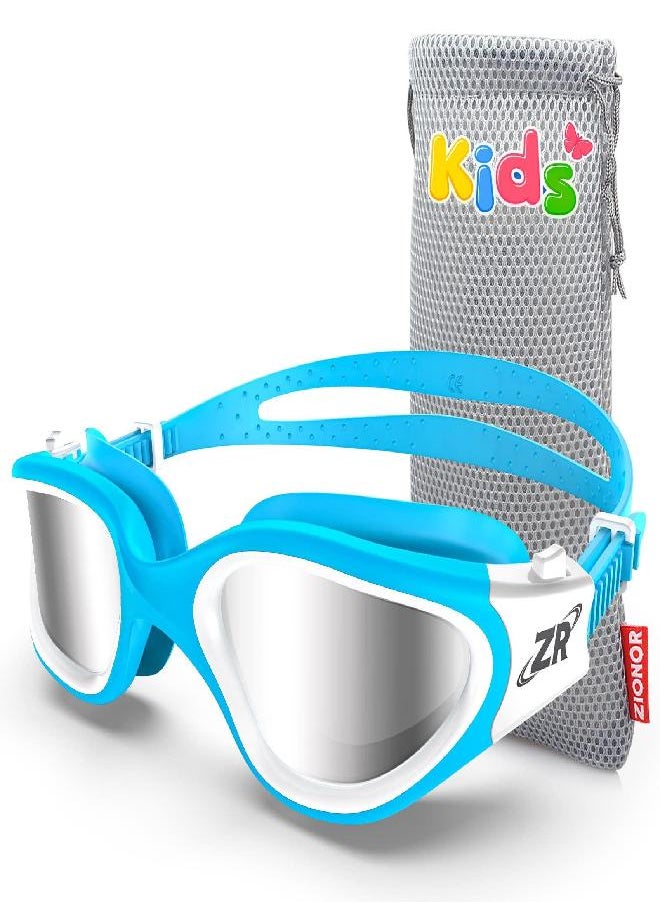 ZIONOR Kids Swim Goggles, G1MINI Polarized Swimming Goggles Comfort for Age 6-14, UV Protection Anti-Fog Adjustable Strap Fit for Child Boys Girls (Silver Lens)