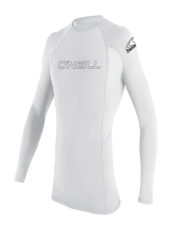 O'Neill Men's Basic Skins UPF 50+ Long Sleeve Rash Guard, White, 2XL