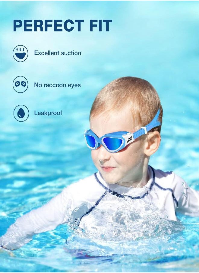 ZIONOR Kids Swim Goggles, G1MINI Polarized Swimming Goggles Comfort for Age 6-14, UV Protection Anti-Fog Adjustable Strap Fit for Child Boys Girls (Blue Lens)