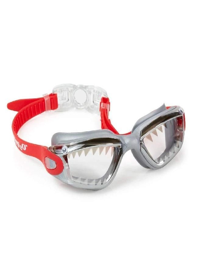 Bling2o Boys' Grey Shark Teeth Swimming Goggles with UV Protection (Ages 5+ up) - Latex-Free, 100% Silicone Material - Includes Anti-Fog & UV Protection - Hard Protective Cover & Adjustable Head Strap