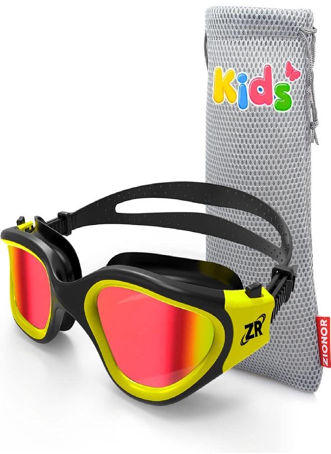 ZIONOR Kids Swim Goggles, G1MINI Polarized Swimming Goggles Comfort for Age 6-14, UV Protection Anti-Fog Adjustable Strap Fit for Child Boys Girls (Red Lens)