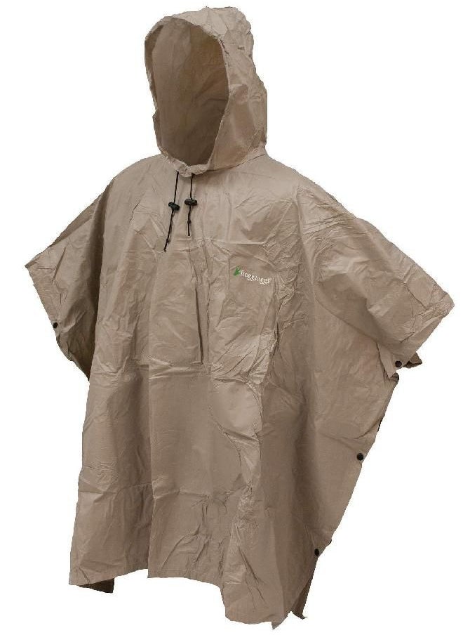 FROGG TOGGS Men's Standard Ultra-Lite2 Waterproof Breathable Poncho, Khaki, One Size