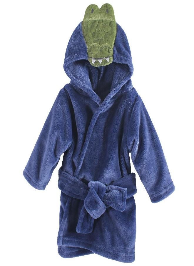 Hudson Baby Unisex Baby Plush Animal Face Bathrobe, Alligator, 0-9 Months