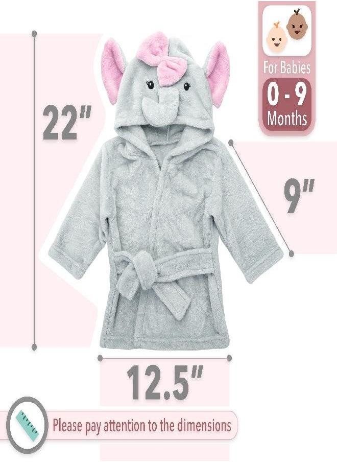 Mr. Pen- Baby Animal Face Robe, Unisex, 0-9 Month, Plush Baby Robe, Animal Face Robe, Baby Bathrobe, Elephant Bathrobe Baby, Baby Bath Robe, Hooded Baby Towels, Baby Robes, Baby Bath Towel