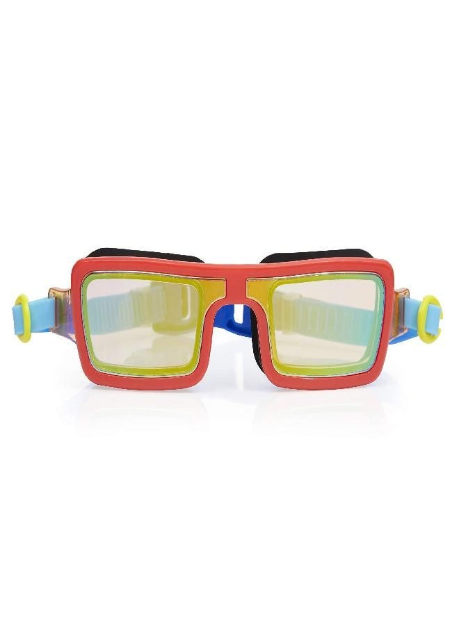 Bling2o Boys' Retro 80s Red Swimming Goggles with UV Protection (Ages 3+ up) - Latex-Free, 100% Silicone Material - Includes Anti-Fog & UV Protection - Hard Protective Cover & Adjustable Head Strap