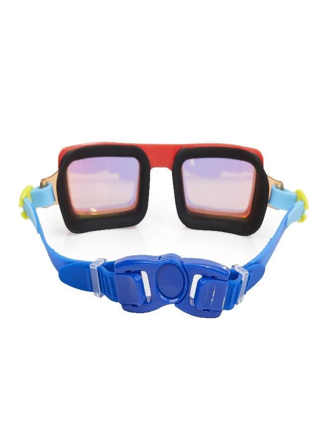 Bling2o Boys' Retro 80s Red Swimming Goggles with UV Protection (Ages 3+ up) - Latex-Free, 100% Silicone Material - Includes Anti-Fog & UV Protection - Hard Protective Cover & Adjustable Head Strap