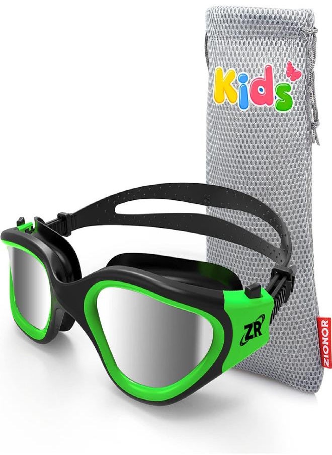 ZIONOR Kids Swim Goggles, G1MINI Polarized Swimming Goggles Comfort for Age 6-14, UV Protection Anti-Fog Adjustable Strap Fit for Child Boys Girls (Silver Lens)