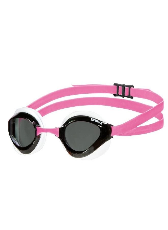 Arena Python Racing Swim Goggles for Men and Women, UV Protection, Anti-Fog, Dual Strap, Non-Mirror Lens, Smoke/White/Fuchsia