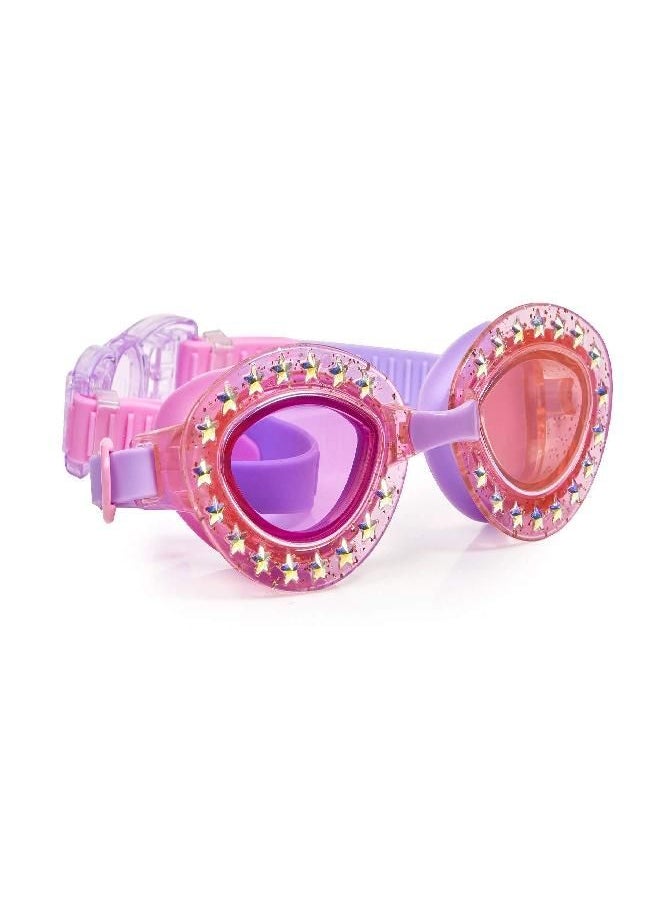 Bling2o Girls' Purple Rockstar Swimming Goggles with UV Protection (Ages 3+ up) - Latex-Free, 100% Silicone Material - Includes Anti-Fog & UV Protection - Hard Protective Cover & Adjustable Head Strap