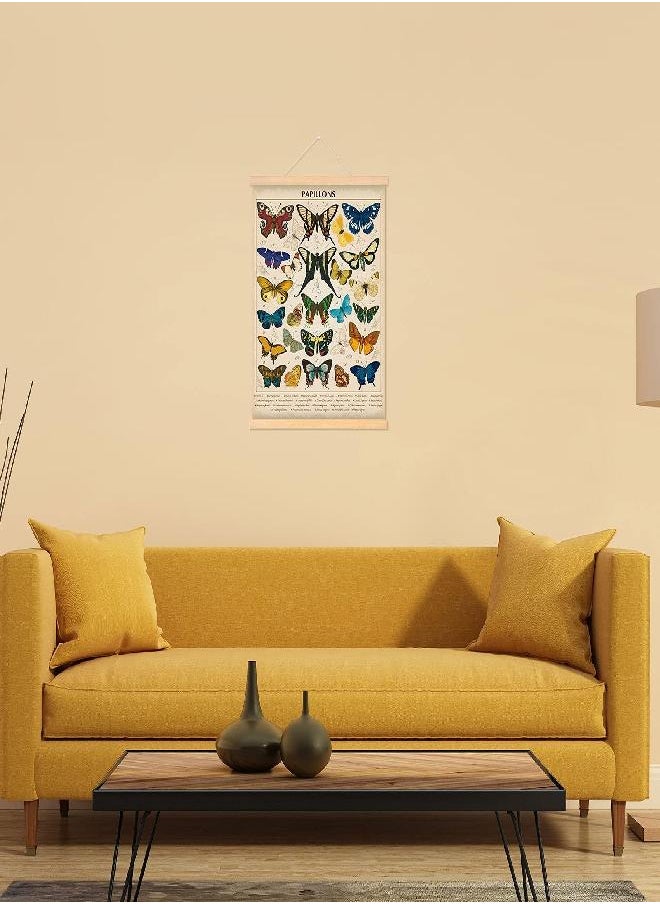 Vintage Papillons Butterflies Poster Butterflies Wall Art Prints Rustic Style of Butterflies Wall Hanging for Living Room Office Classroom Bedroom Playroom Dining Room Decor Frame 15.7 x 19.7 Inch