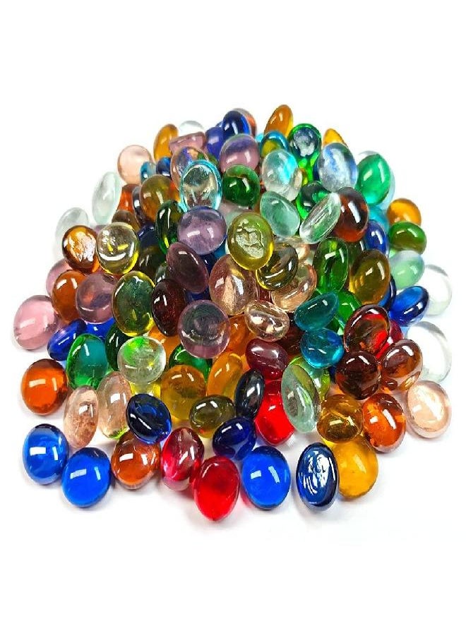 Meschett 100PCS Mini Glass Gems,Mixed Colour Mancala Stones Flat Bottom Marble Beads for Home Decorative Art Craft Vase Filler(0.5