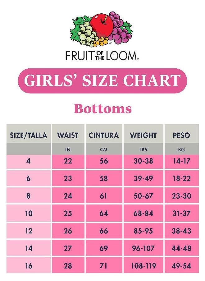 Fruit of the Loom Girls' Tag Free Cotton Brief Underwear Multipacks, Brief-20 Pack-Black/Pink/Grey, 12