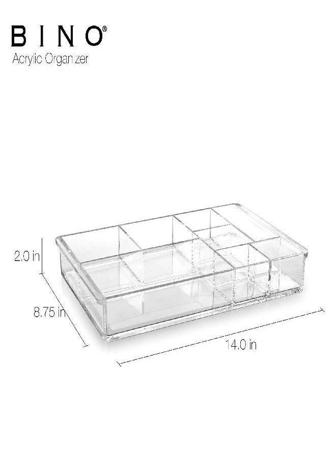 BINO 'The Mondrian' 8 Compartment Jewelry and Makeup Organizer, Clear and Transparent Cosmetic Beauty Vanity Holder Storage