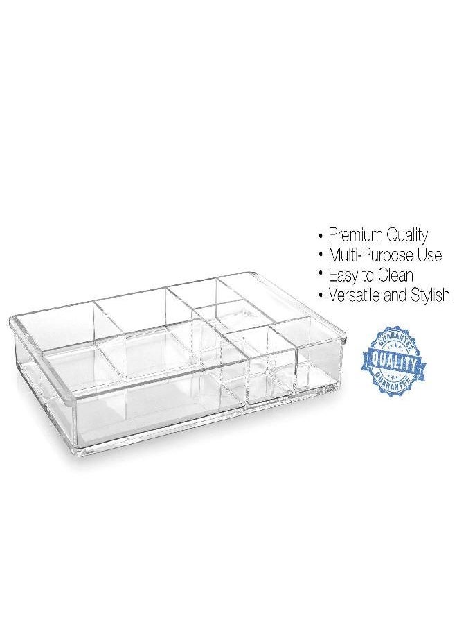 BINO 'The Mondrian' 8 Compartment Jewelry and Makeup Organizer, Clear and Transparent Cosmetic Beauty Vanity Holder Storage