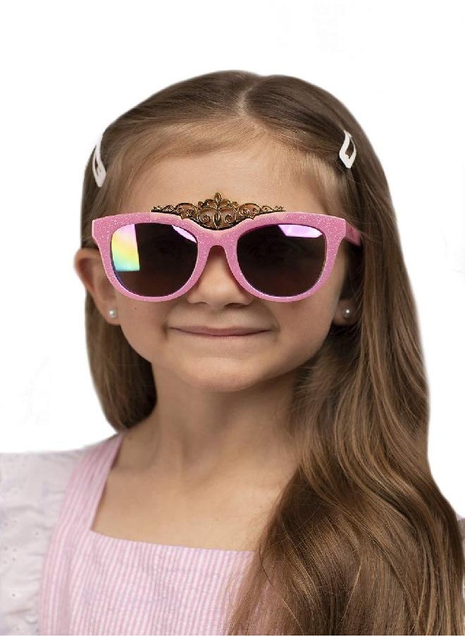 Sun-Staches Disney Pink Princess Crown Kid Shades Lil' Characters Child Size Sunglasses UV400, Multi, One Size, SG3848