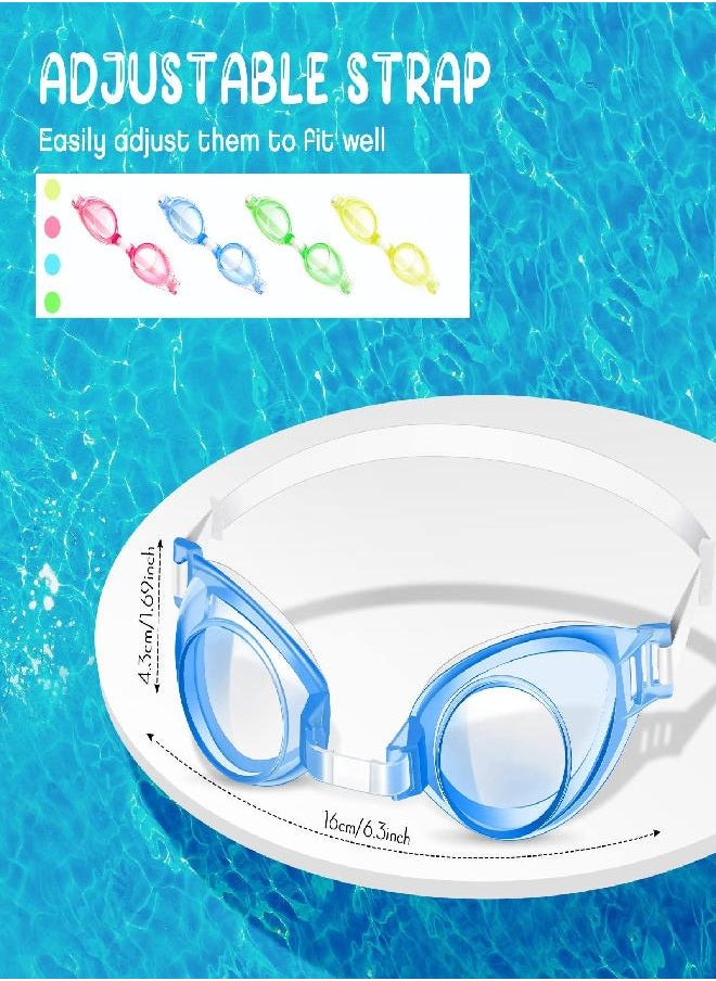12 Pairs Summer Kids Swimming Goggles No Leaking Swim Goggles Kids Pool Goggles Wide View Swim Glasses Clear Water Goggles with Adjustable Strap for Youth Children Teens Boys Girls Aged 6-14, 4 Colors