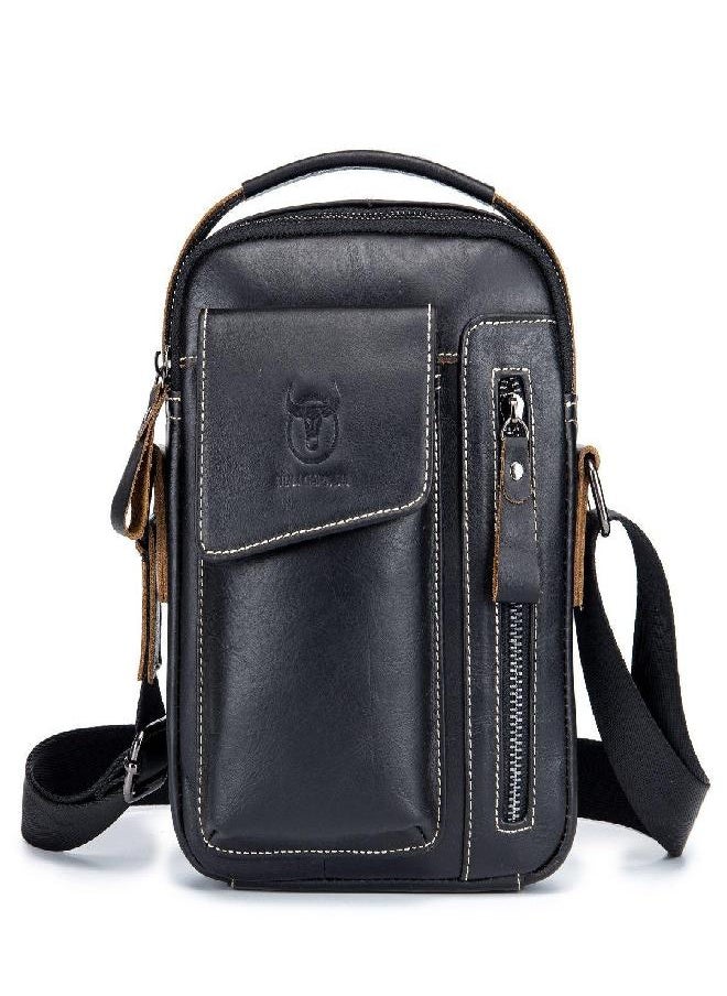 Men's Small Shoulder Bag, Genuine Leather Bag, Retro lightweight Cross Body Everyday Satchel Bag for Business Casual Sport Hiking Travel