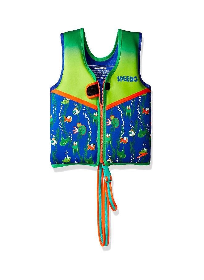 Speedo Unisex-Child Swim Flotation Classic Life Vest Begin to Swim UPF 50 Sapphire Blue Printed, Large