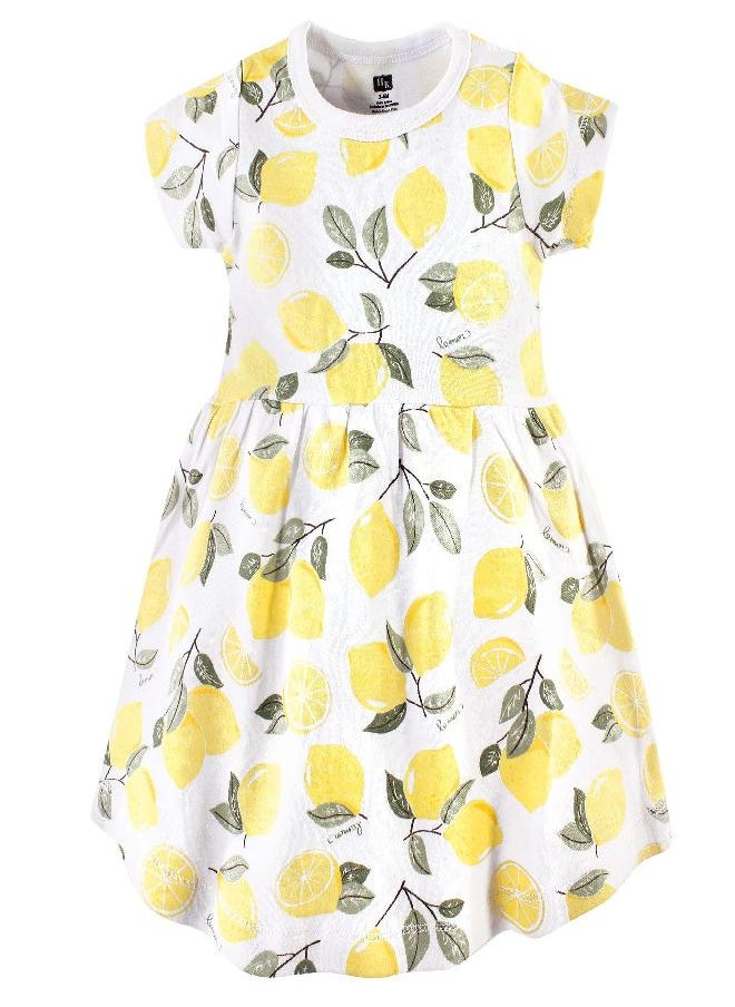 Hudson Baby Infant and Toddler Girl Cotton Dresses Lemons, 18-24 Months