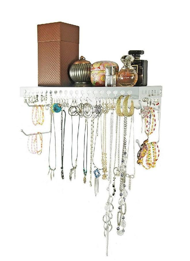 Mango Steam Wall-mounted Jewelry Organizer Shelf (17 Inch, Silver)