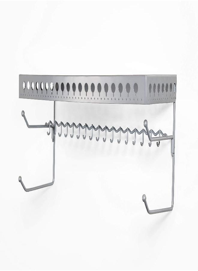 Mango Steam Wall-mounted Jewelry Organizer Shelf (17 Inch, Silver)