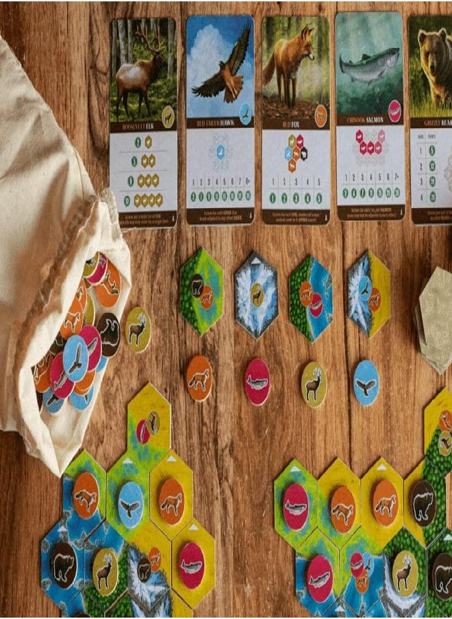 Cascadia, Award-Winning Board Game Set in Pacific Northwest, Build Nature Corridors, Attract Wildlife, Ages 10+, 1-4 Players, 30-45 Min, Flatout Games, Alderac Entertainment Group (AEG)