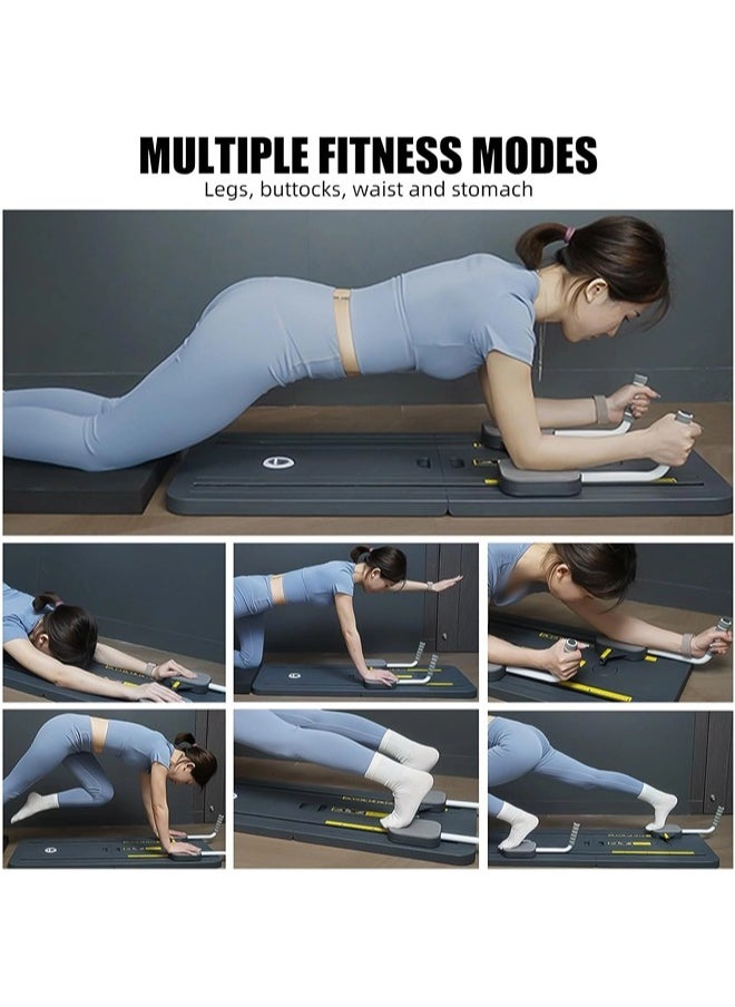 Pilates Yoga Board - 2024 Pilates Reformer Set, Multi-Purpose Foldable Pilates Reformer Board for Home, 5 in 1 Pilates Sliding Board