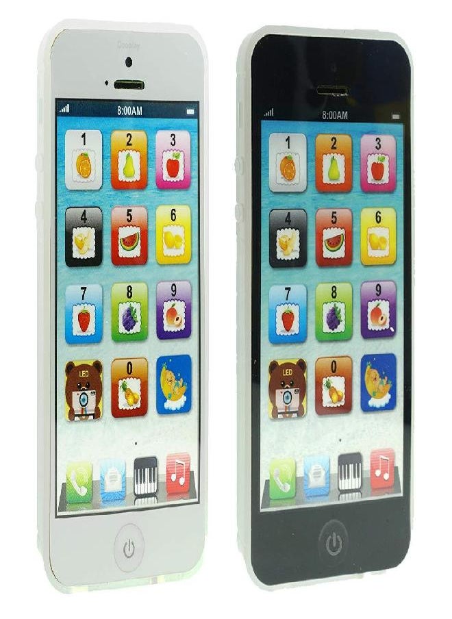 Cooplay 2pcs Black and White Yphone Y-Phone Toy Play Music Cell Phone Mobile Phone Learning English Education Gift for Baby Kids Sets of 2