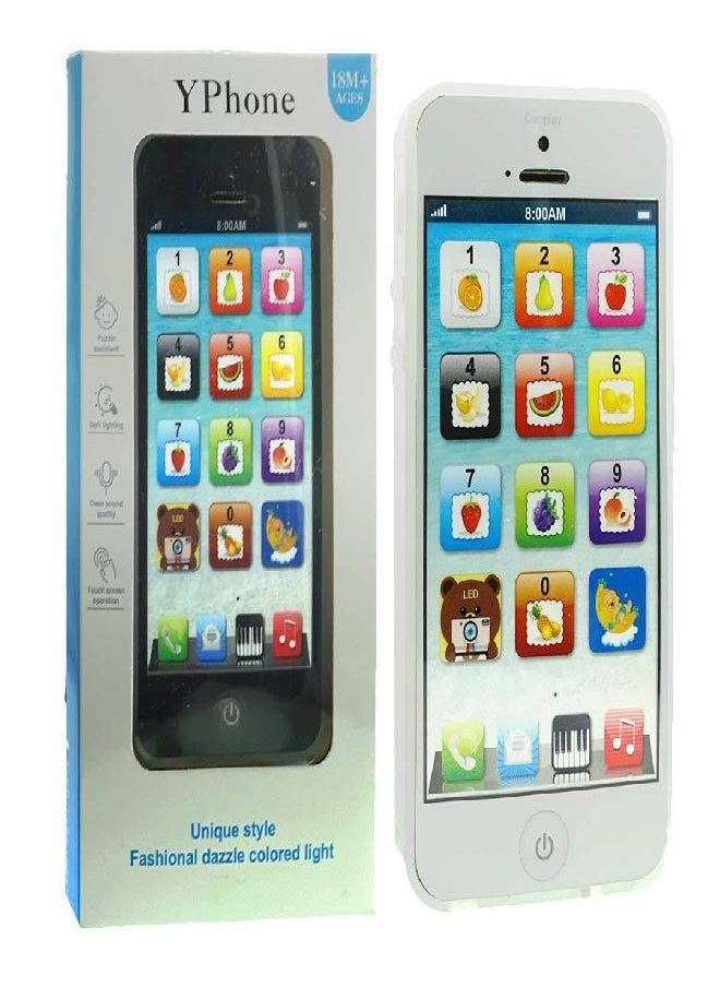 Cooplay 2pcs Black and White Yphone Y-Phone Toy Play Music Cell Phone Mobile Phone Learning English Education Gift for Baby Kids Sets of 2