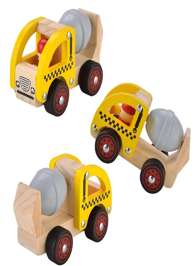 Wooden Push Car Toys for Infants 12-18 Months, 2 Pcs Baby Vehicle Toys Hand Push Car Toys for 1 2 Year Old Boys Girls (Cement Truck + Road Roller car)