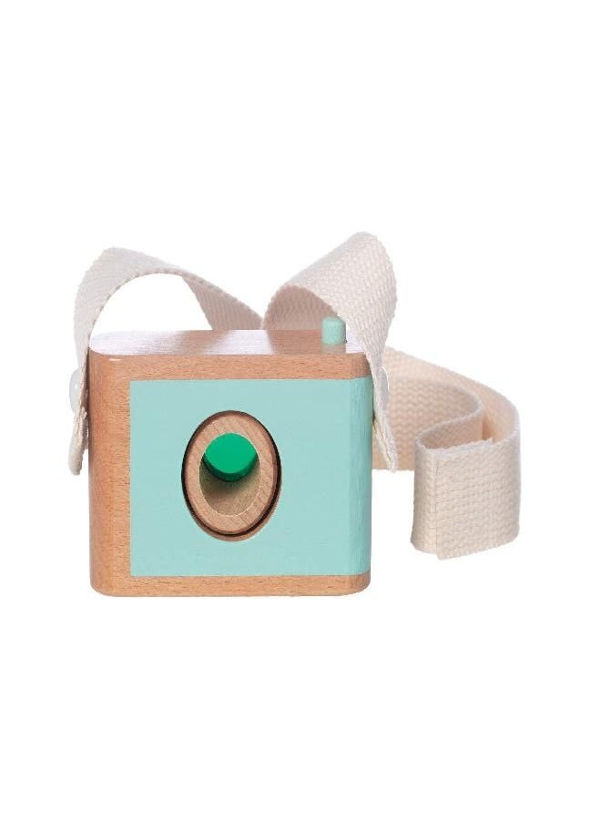 Manhattan Toy Natural Historian Wooden Camera Pretend Time Play with Clear, Green & Kaleidoscope Lenses