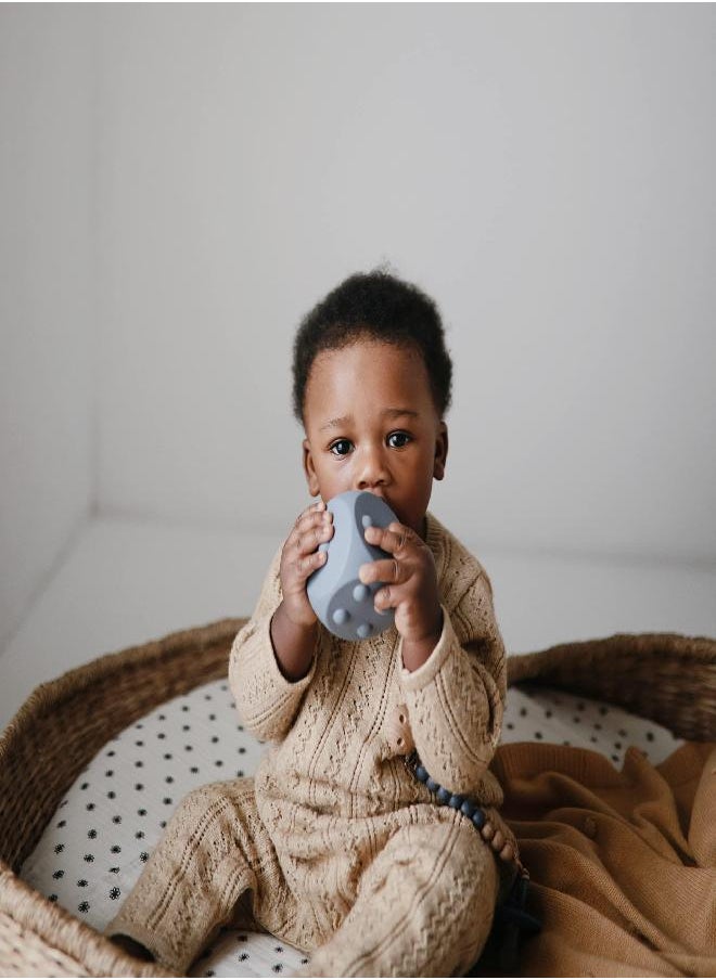 mushie Silicone Dice Press Toy | Baby Sensory Play for 10+ Months (Tradewinds/Stone)