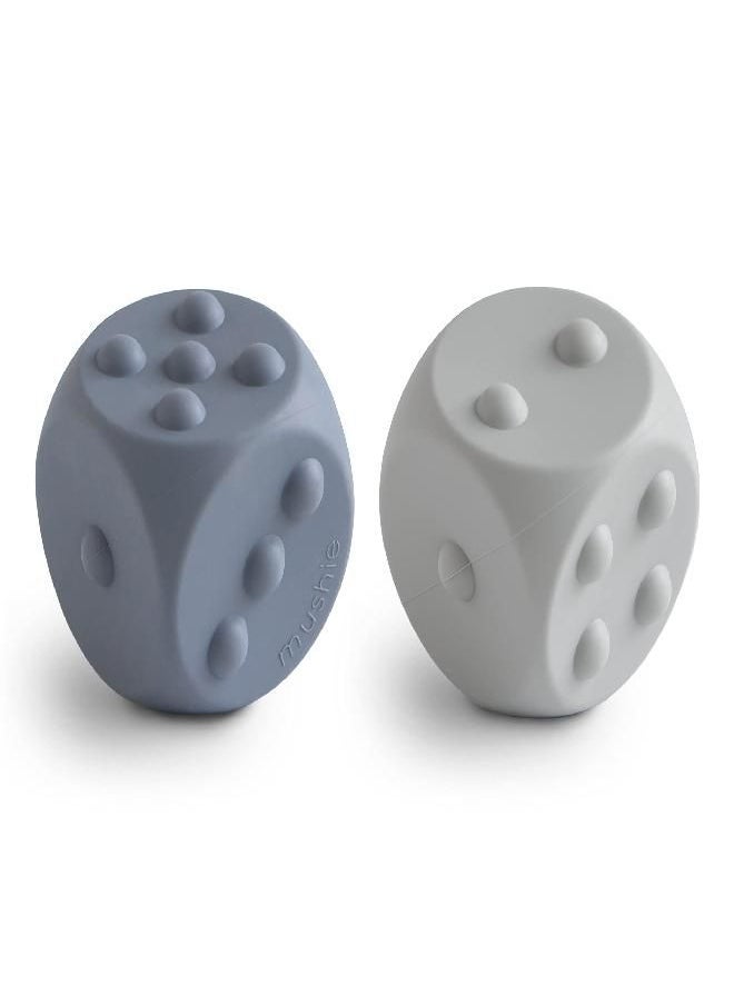 mushie Silicone Dice Press Toy | Baby Sensory Play for 10+ Months (Tradewinds/Stone)