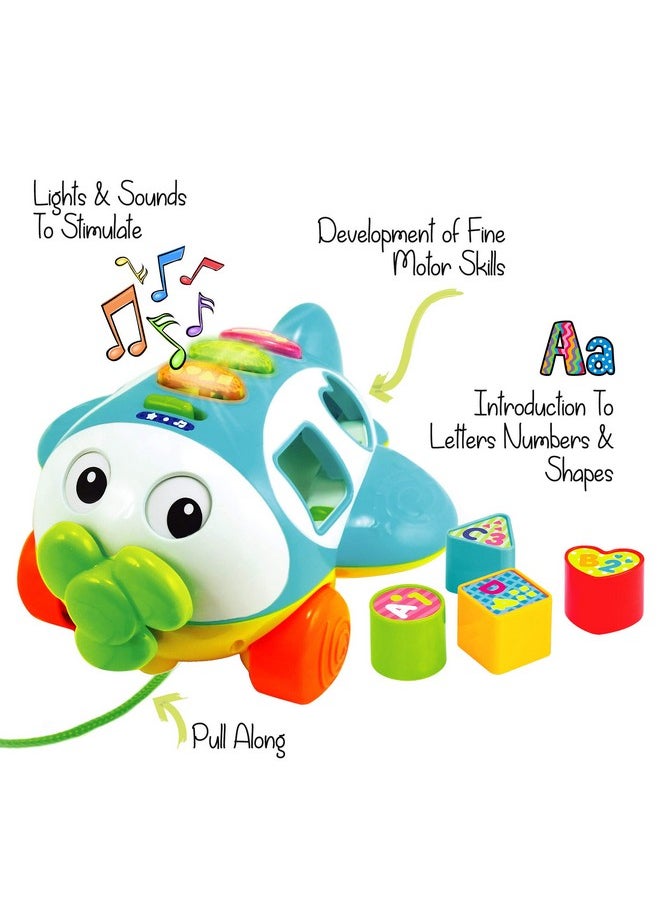 Musical Shape Sorter Plane, Pull-Along Toy - Talking And Singing Airplane Toy With Music For Toddlers And Kids, Ages 12 Months+