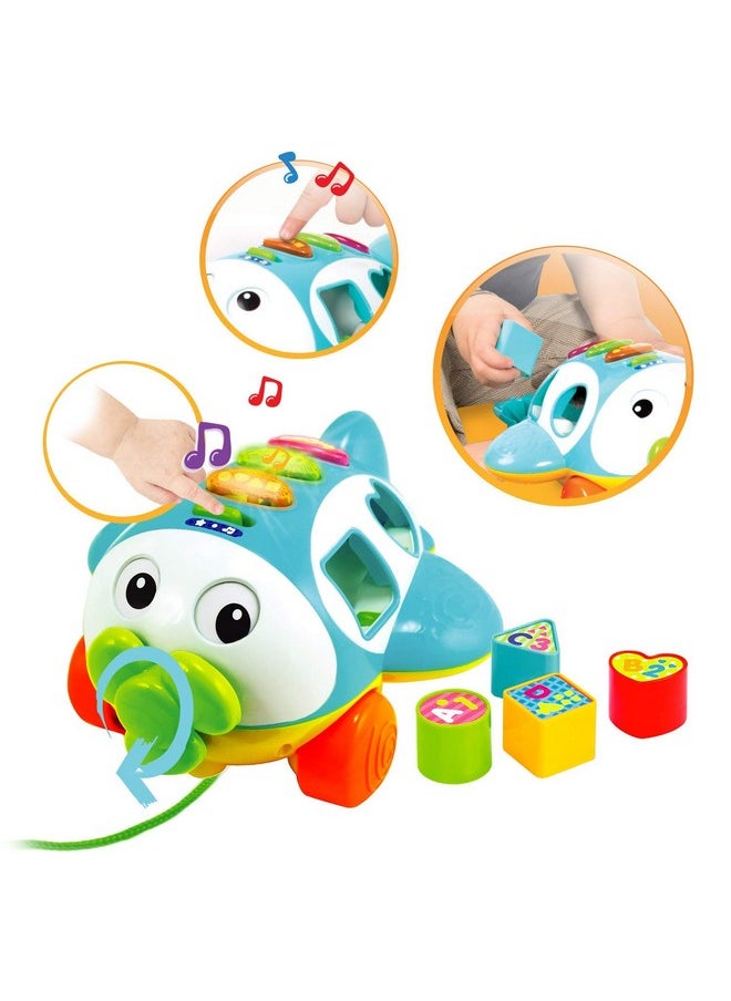 Musical Shape Sorter Plane, Pull-Along Toy - Talking And Singing Airplane Toy With Music For Toddlers And Kids, Ages 12 Months+