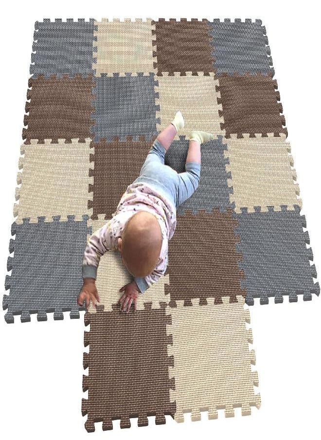 MQIAOHAM Children Puzzle mat Play mat Squares Play mat Tiles Baby mats for Floor Puzzle mat Soft Play mats Girl playmat Carpet Interlocking Foam Floor mats for Baby Coffee Beige Grey 106110112