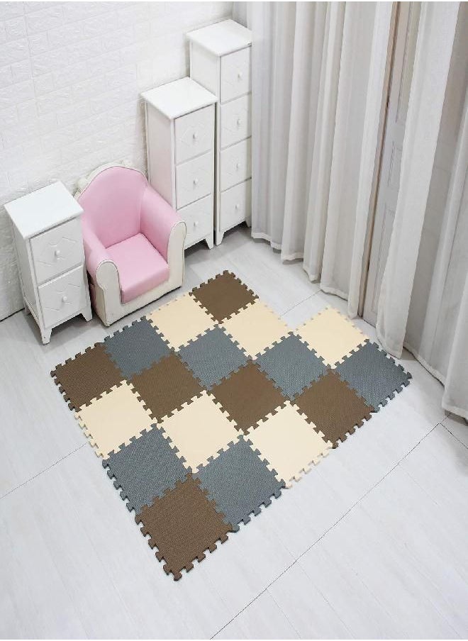 MQIAOHAM Children Puzzle mat Play mat Squares Play mat Tiles Baby mats for Floor Puzzle mat Soft Play mats Girl playmat Carpet Interlocking Foam Floor mats for Baby Coffee Beige Grey 106110112