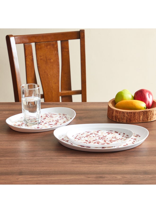 3-Piece Leaf Printed Tray Set Multicolour 24x7cm