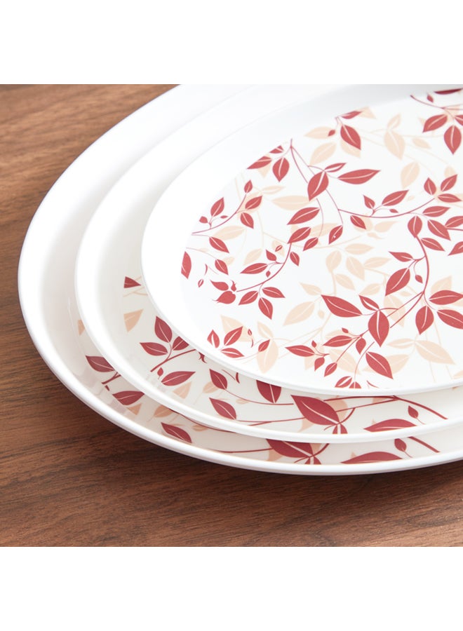 3-Piece Leaf Printed Tray Set Multicolour 24x7cm