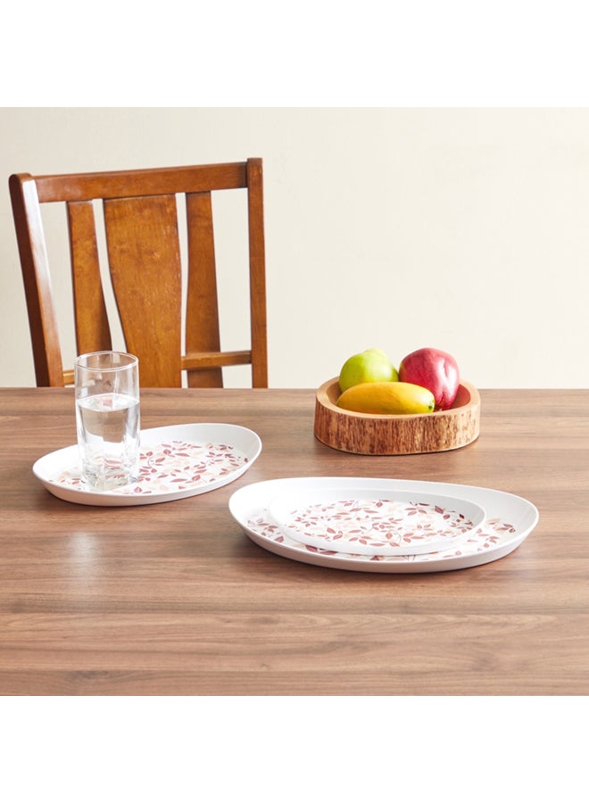 3-Piece Leaf Printed Tray Set Multicolour 24x7cm