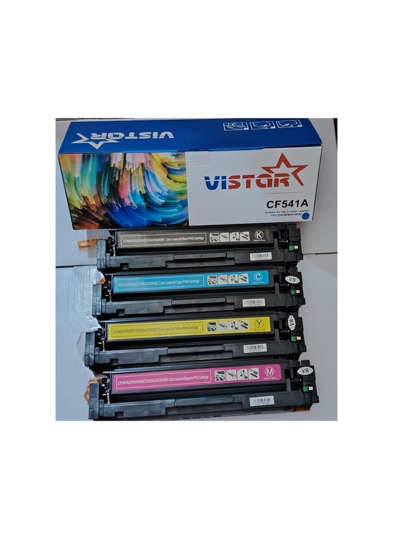 VISTAR 4-Pack 203A CF540A CF541A CF542A CF543A HP Compatible Toner Cartridges for HP Color Laserjet Pro MFP M281FDW M281FDN HP Pro M254 M254DW (1 x Black 1 x Cyan 1 x Magenta 1 x Yellow)