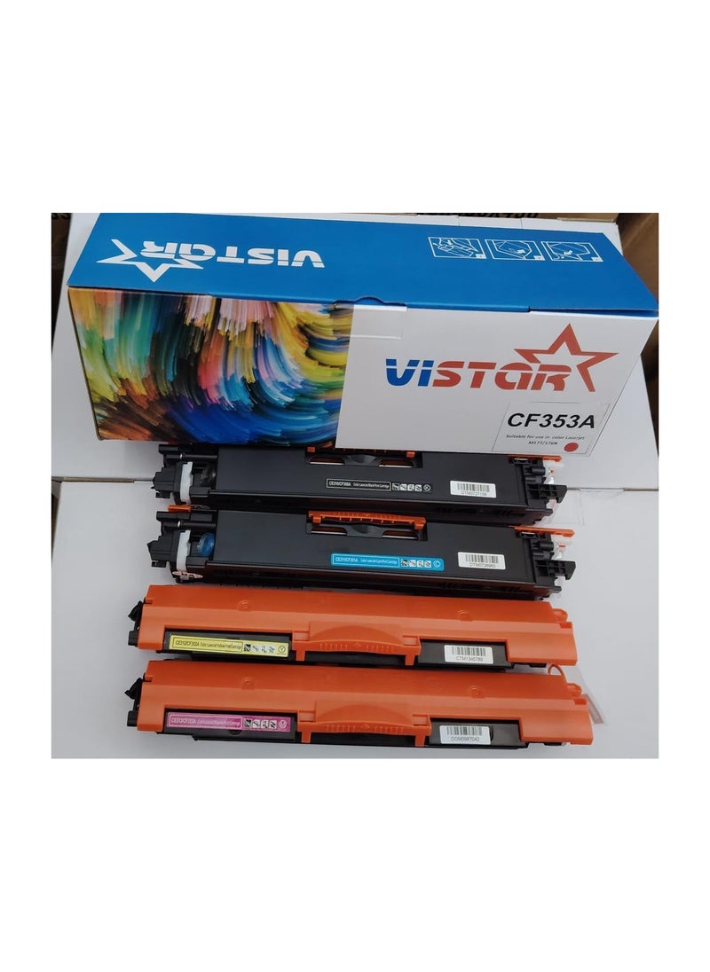 VISTAR Compatible Toner Cartridge HP 130a Set, 4-Pack, for Color LaserJet CF350, CF351, M176n, M177fw Printers CF350-CF351-CF351-CF352-CF353